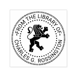 Tampon Auto-encreur Bibliothèque ronde permanente de Lion héraldique N