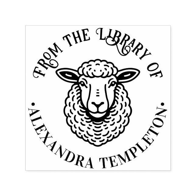 Tampon Auto-encreur Bibliothèque Tête de Mouton Rustique Nom du livre  (Design)