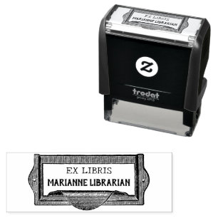 Tampon Auto-encreur Bibliothèque vintage "EX LIBRIS" Plaque matérielle