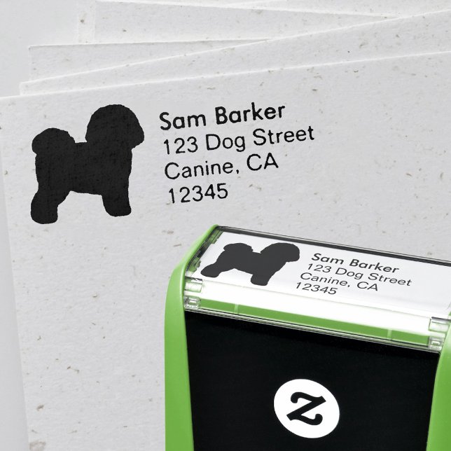 Tampon Auto-encreur Bichon Frise Chien race Silhouette Adresse de reto (Créateur téléchargé)