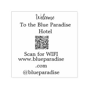 Tampon Auto-encreur Bienvenue au restaurant de l'hôtel villa scan QR W