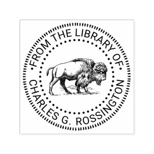 Tampon Auto-encreur Bison Buffalo Dessin Vintage Nom du livre