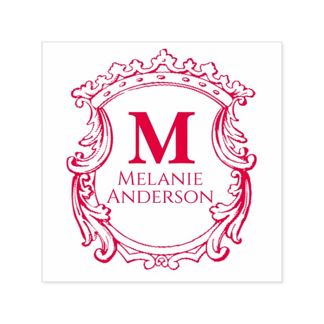 Tampon Auto-encreur Blason de monogramme élégant (Design)