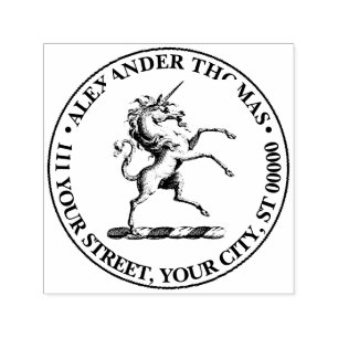 Tampon Auto-encreur Blason Emblème Licorne Héraldique Se Cabrant