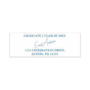 Tampon Auto-encreur Bleu Moderne Simple Grad Graduation Adresse de ret