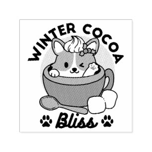 Tampon Auto-encreur Bliss de cacao d'hiver - Chien mignon en mode Mug