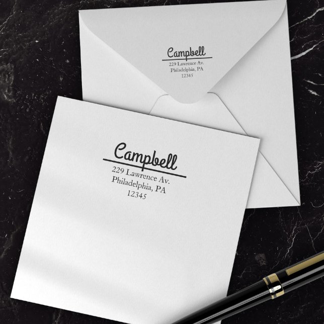 Tampon Auto-encreur Boho Calligraphie Adresse de Retour pour Courrier (Simple Return Address Calligraphy Professional Self-inking Stamp)