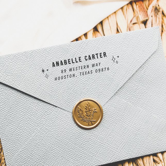 Tampon Auto-encreur Boho Chic Sparkles Nom et adresse de retour (Rubber Stamp Mock-up)