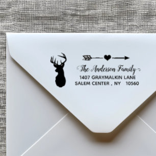 Tampon Auto-encreur Boho Deer Calligraphie Adresse Famille manuscrite