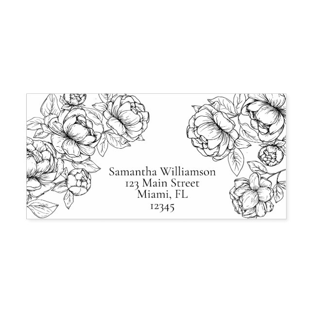 Tampon Auto-encreur Boho Elegant Botanique Floral Line Art Mariage (Design)