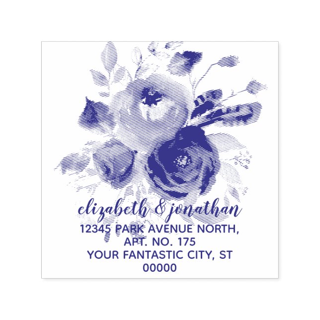 Tampon Auto-encreur Boho Elegant Floral Mariage Adresse de retour (Design)