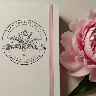 Tampon Auto-encreur Boho Personnalisé À La Main "De La Bibliothèque De
