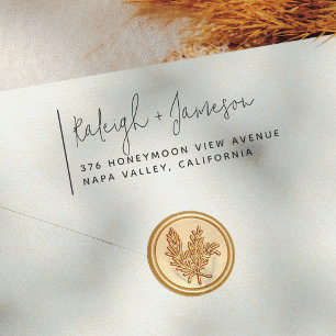 Tampon Auto-encreur Boho Script Simple Typographie Couple Names Mariag