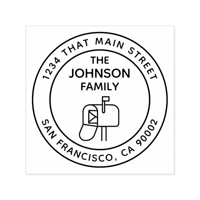 Tampon Auto-encreur Boîte aux lettres, Adresse de retour, Arrondi (Design)