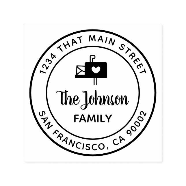 Tampon Auto-encreur Boîte aux lettres avec coeur, adresse de retour, r (Design)