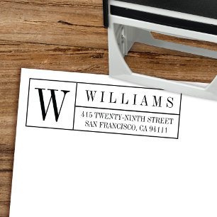 Tampon Auto-encreur Boîte Monogramme classique - Adresse de retour au