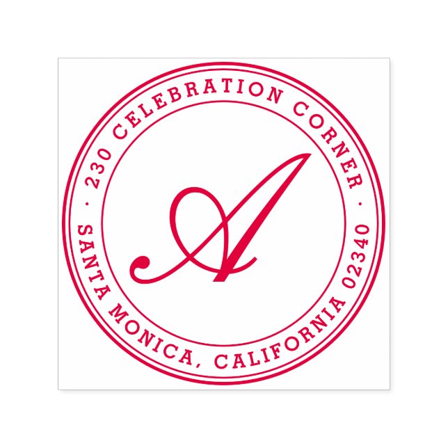 Tampon Auto-encreur Bold Classic Script Monogramme Arrondi Adresse de  (Design)