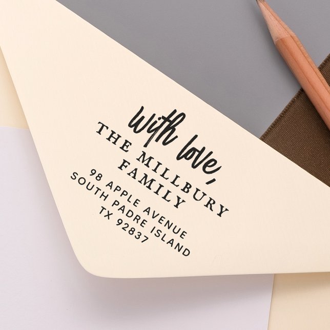 Tampon Auto-encreur Bold With Love Nom de famille personnalisé Adresse (Créateur téléchargé)