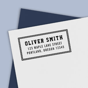 Tampon Auto-encreur Border Varsity Sporty Style Name Return Address
