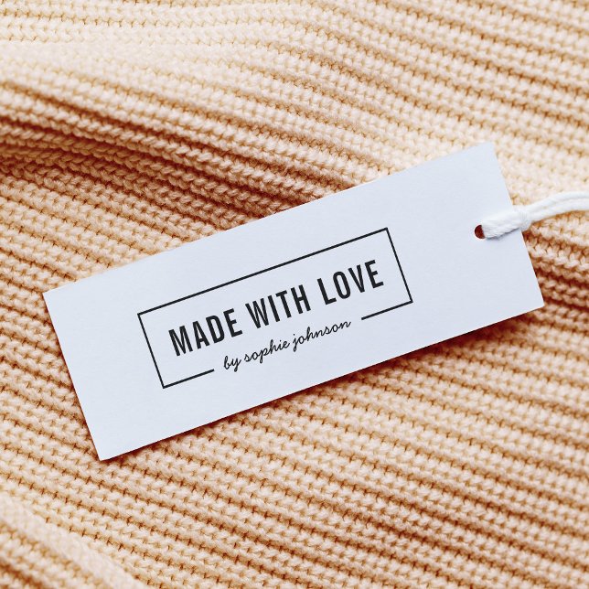 Tampon Auto-encreur Borders Moderne & Nom de script Fabriqué avec amou (Créateur téléchargé)