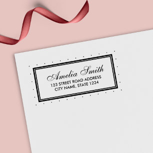 Tampon Auto-encreur Bordure classique moderne Polka Dot Accueil Adress