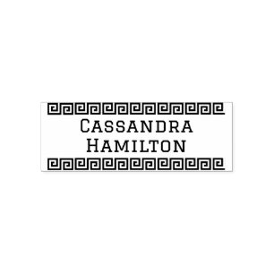 Tampon Auto-encreur Bordure de clé grecque Nom unique ou couple seulem