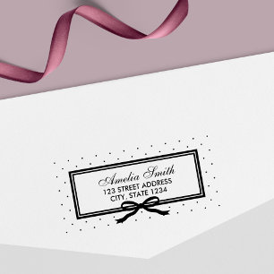 Tampon Auto-encreur Bordure et ruban Polka Dot Adresse personnelle du