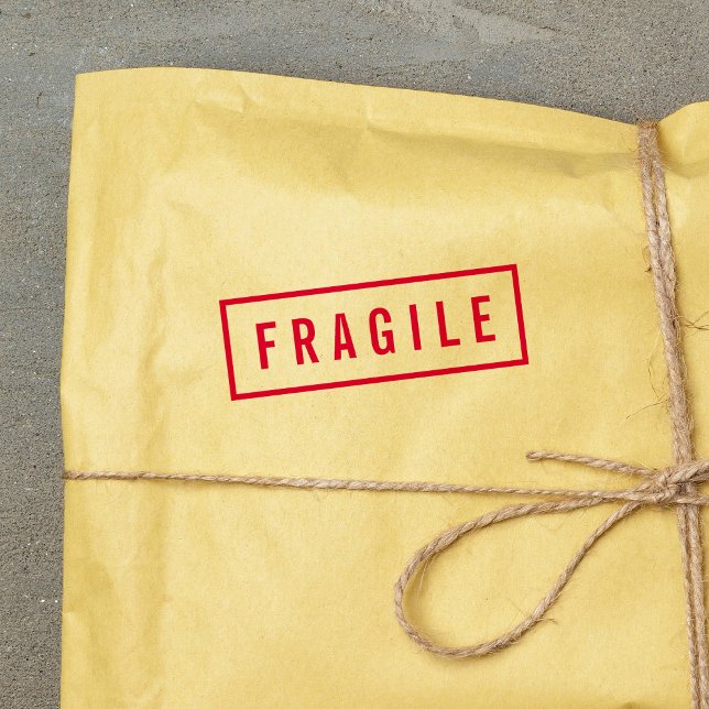 Tampon Auto-encreur Bordure simple Gras Rouge Fragile (Créateur téléchargé)