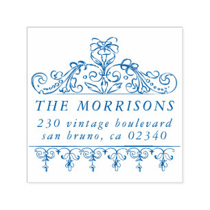 Tampon Auto-encreur Bordure vintage Flourissant Nom de famille Adresse