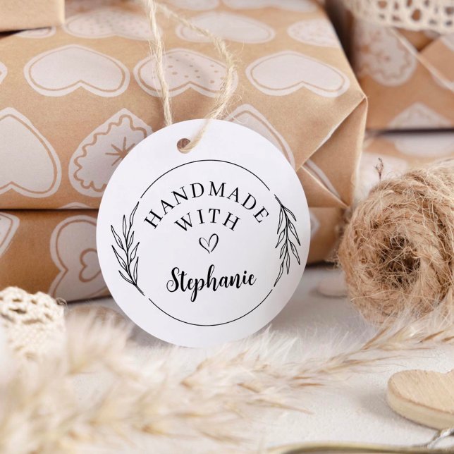 Tampon Auto-encreur Botanique dessinée à la main avec amour rond (Créateur téléchargé)