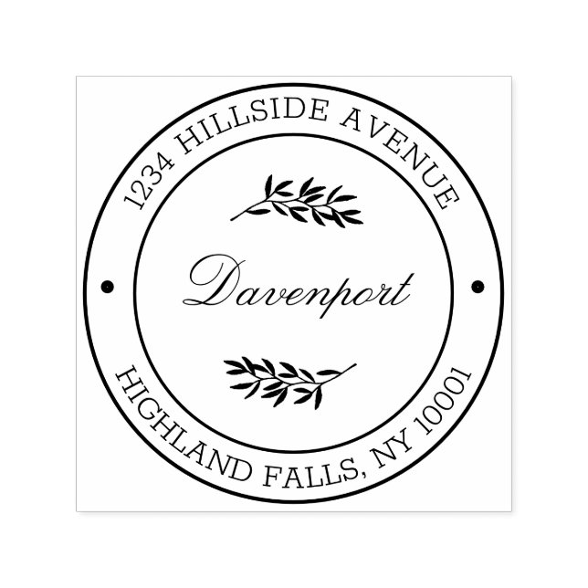 Tampon Auto-encreur Botanique Feuille Calligraphie Adresse de retour (Design)