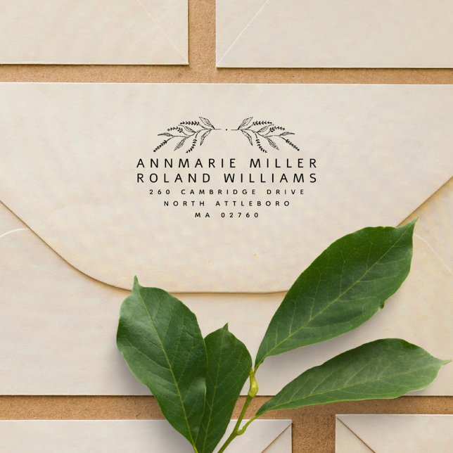 Tampon Auto-encreur Botanique moderne Deux noms Adresse de retour (Créateur téléchargé)