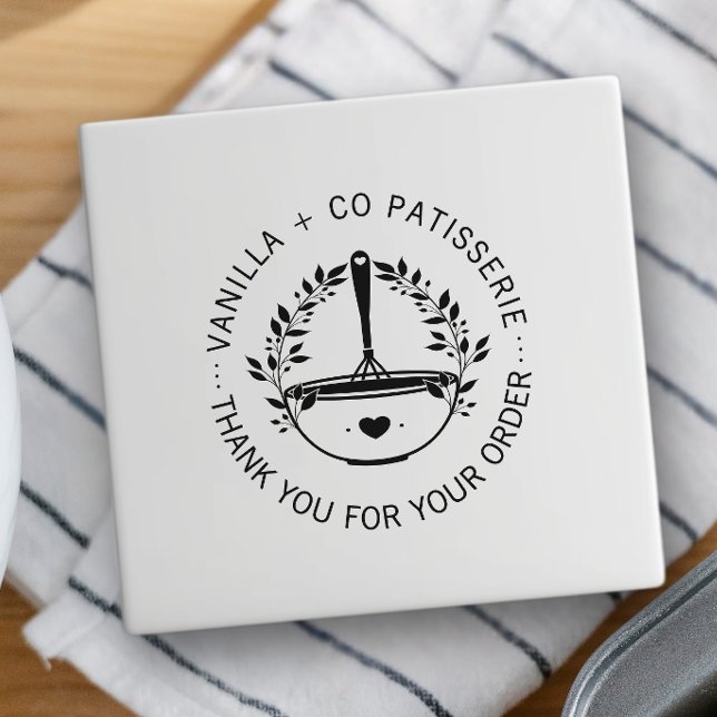 Tampon Auto-encreur Boulangerie moderne Whisk Business Merci client (Créateur téléchargé)