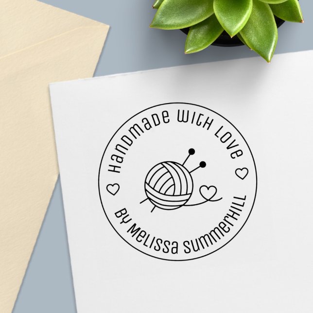 Tampon Auto-encreur Boule de fil à tricoter artisanale faite avec amou (Créateur téléchargé)