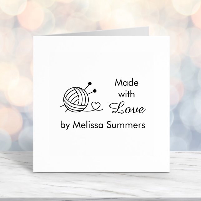 Tampon Auto-encreur Boule de Tricot Fil d'artisanat Fabriqué avec amou (Créateur téléchargé)