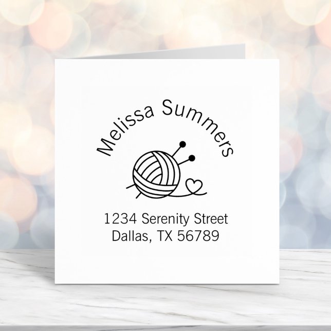 Tampon Auto-encreur Boule de Tricot Yarn Arch Adresse (Créateur téléchargé)