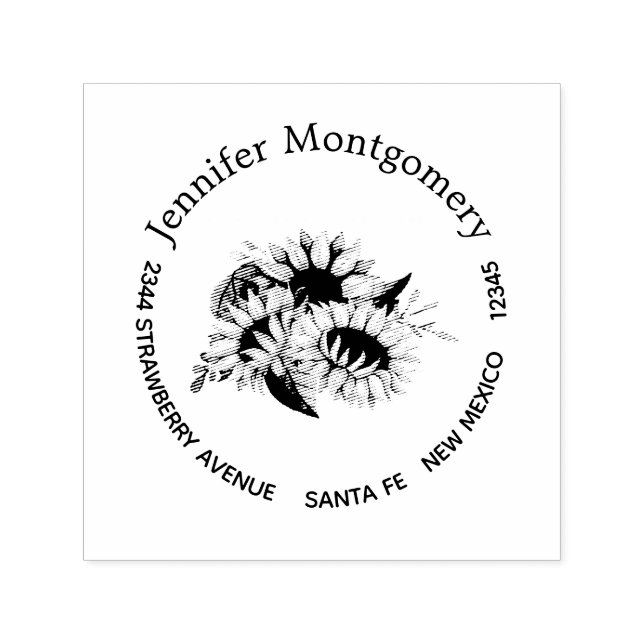 Tampon Auto-encreur Bouquet de tournesol mignon frais et d'été (Design)