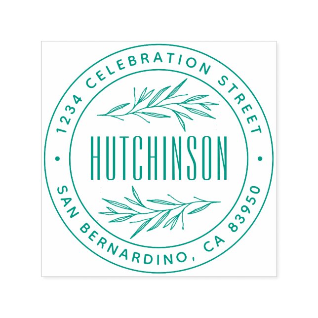 Tampon Auto-encreur Branches à main classique Rond Adresse de retour (Design)