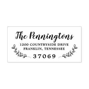 Tampon Auto-encreur Branches botaniques dessinées à la main Feuille