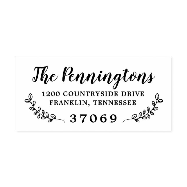 Tampon Auto-encreur Branches botaniques dessinées à la main Feuille (Design)