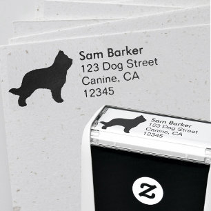 Tampon Auto-encreur Briard Dog Breed Silhouette Adresse de retour