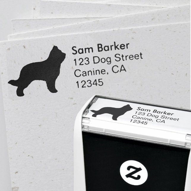 Tampon Auto-encreur Briard Dog Breed Silhouette Adresse de retour (Créateur téléchargé)