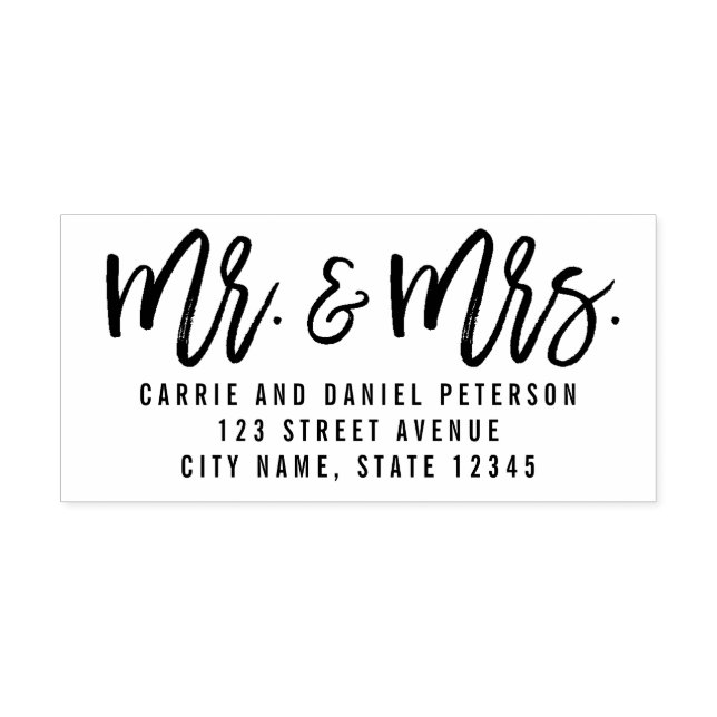 Tampon Auto-encreur Brossé M. et Mme Timbre en caoutchouc personnalisé (Design)