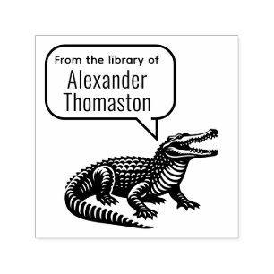 Tampon Auto-encreur Bulles de parole de crocodile Bibliothèque du nom