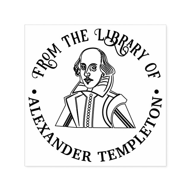 Tampon Auto-encreur Bust of William Shakespeare Library Nom du livre (Design)