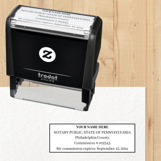 Tampon Auto-encreur Cachet Notaire Public Standard Personnalisé (Standard Notary Public Seal Personalized Stamp)