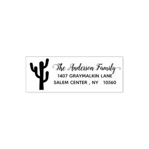 Tampon Auto-encreur Cactus Calligraphy Adresse Famille manuscrite