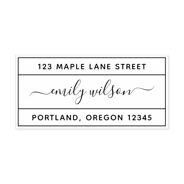 Tampon Auto-encreur Cadre de l'écriture calligraphique Nom Adresse de  (Design)