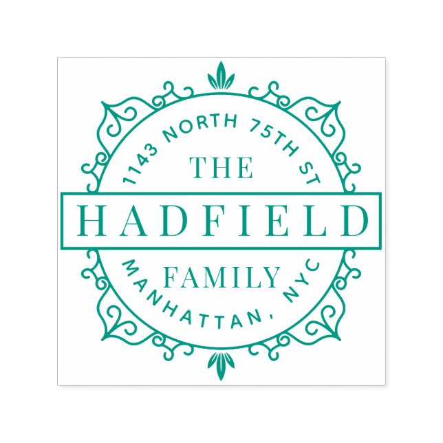 Tampon Auto-encreur Cadre élégant et moderne Nom de famille Adresse de (Design)