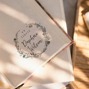 Tampon Auto-encreur Cadre Floral Fantaisiste Calligraphie Ex Libris Li